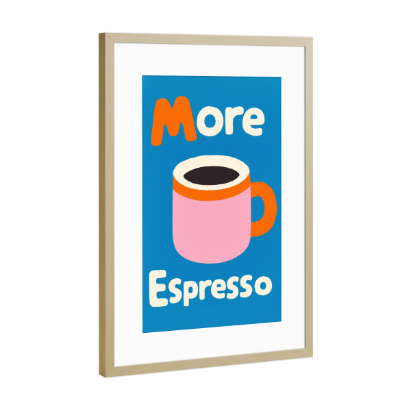 Poster mit Rahmen Gold "Sanfte Espresso Moment" artboxONE - Typografie,Essen & Trinken