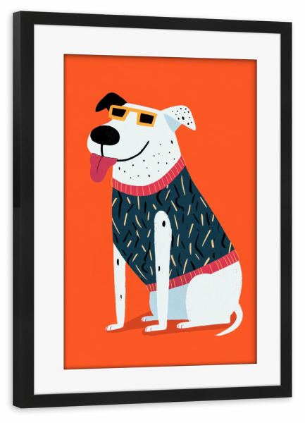 Poster mit Rahmen schwarz "Hunde-Chic mit Sonnenbrille" artboxONE - Tiere,Comic,Lustig