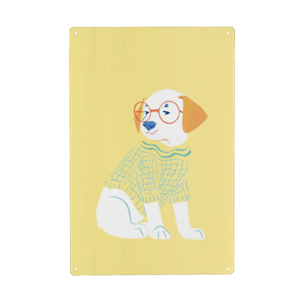 Metall Poster "Der Sweater-Club: Gelb" artboxONE - Für Kinder,Tiere
