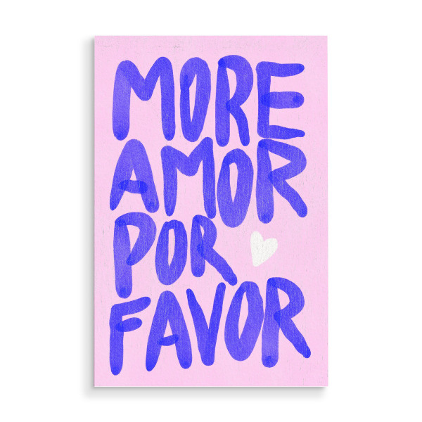 Holzbild "Baroo Bloom - More Amor Lila" artboxONE - Typografie,Liebe,Streetart