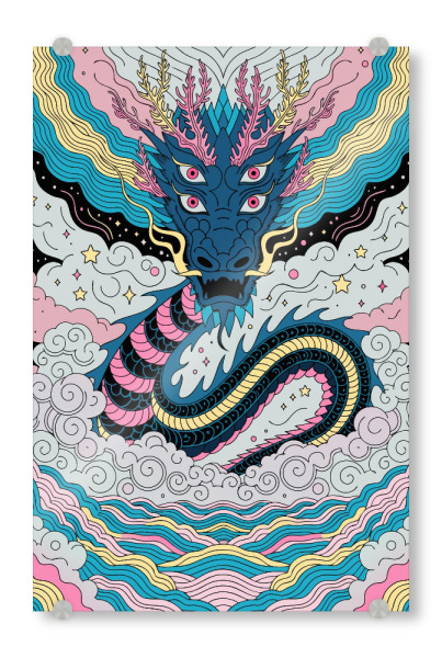 Acrylglasbild "Dreiäugiger Drache" artboxONE - Tiere,Abstrakt,Fiktion