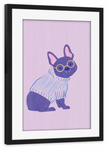 Poster mit Rahmen schwarz "Der Pullover-Club: Lavendel" artboxONE - Für Kinder,Tiere