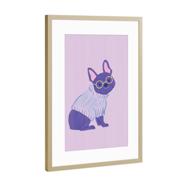Poster mit Rahmen Gold "Der Pullover-Club: Lavendel" artboxONE - Für Kinder,Tiere