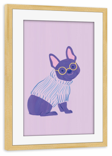 Poster mit Rahmen kiefer "Der Pullover-Club: Lavendel" artboxONE - Für Kinder,Tiere