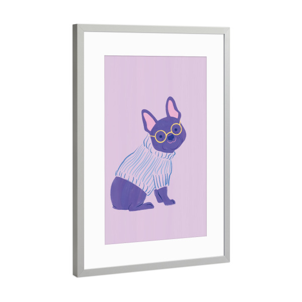Poster mit Rahmen Silber "Der Pullover-Club: Lavendel" artboxONE - Für Kinder,Tiere