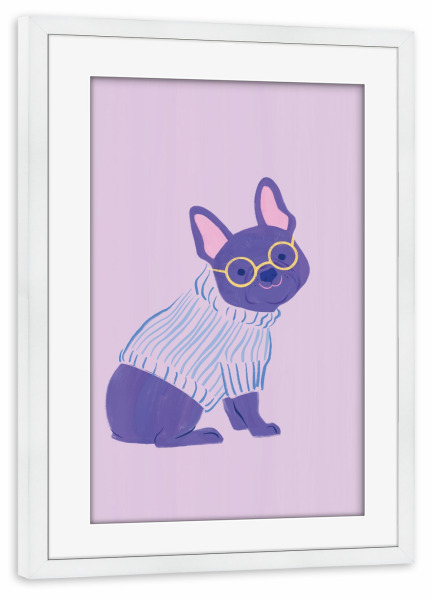 Poster mit Rahmen weiß "Der Pullover-Club: Lavendel" artboxONE - Für Kinder,Tiere