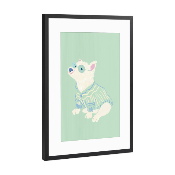 Poster mit Rahmen Schwarz (Metallic) "Der Sweater-Club: Mint" artboxONE - Für Kinder,Tiere