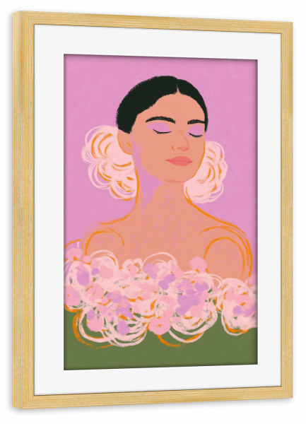 Poster mit Rahmen kiefer "Weibliche Blumen Schönheit" artboxONE - Floral,Menschen,Fashion