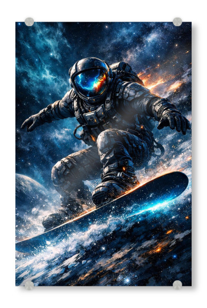 Acrylglasbild "Astronaut surft durch den Weltraum" artboxONE - Abstrakt,Fiktion,Galaxy