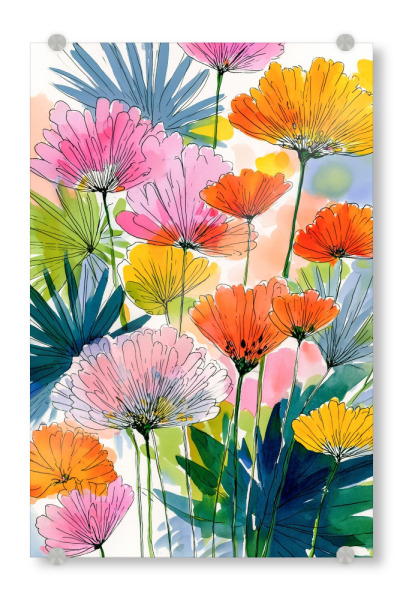Acrylglasbild "Blumen Aquarell im Licht" artboxONE - Natur,Floral,Abstrakt