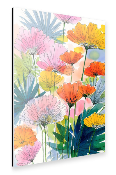 Alu-Dibond "Blumen Aquarell im Licht" 75x50 cm artboxONE