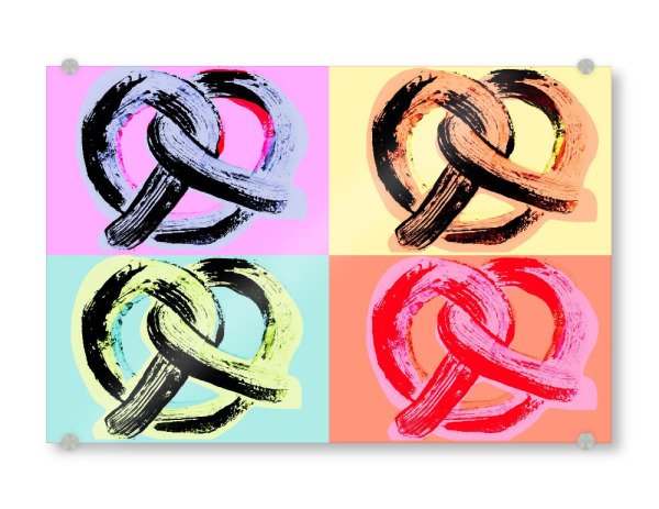 Acrylglasbild "Brezel Pop Art" artboxONE - Essen & Trinken,Für Mama,Für Papa - Brezel,Pop art,Neon,Oktoberfest,Pretzel