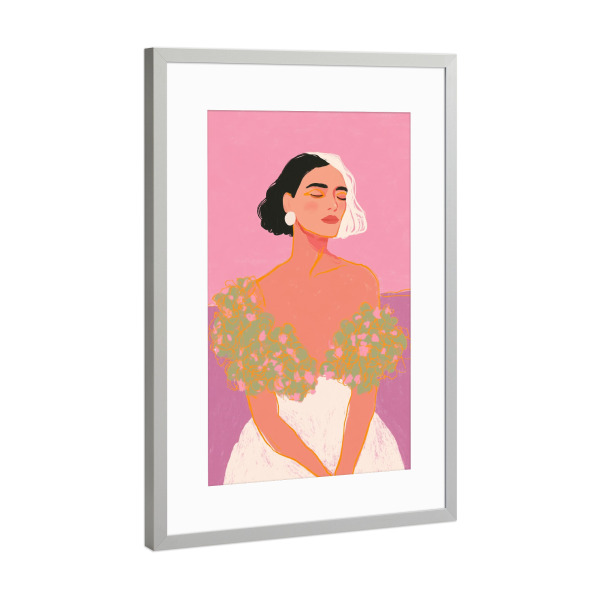 Poster mit Rahmen Silber "Eleganz der Kontraste" artboxONE - Floral,Menschen,Fashion