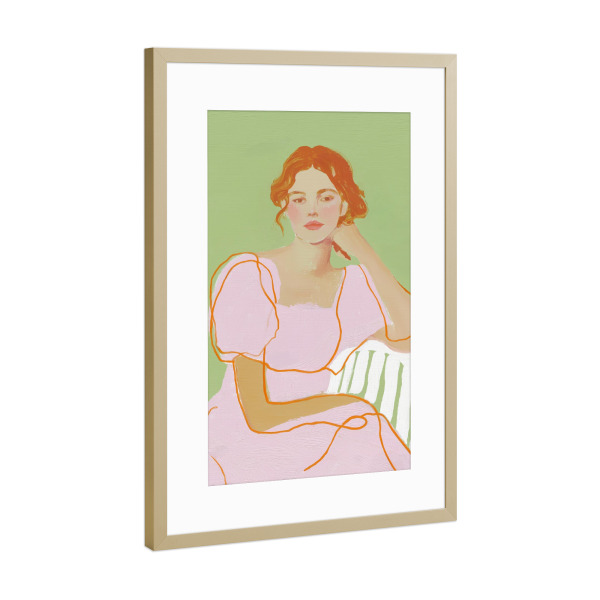 Poster mit Rahmen Gold "Frau in sanfter Pose" artboxONE - Abstrakt,Menschen