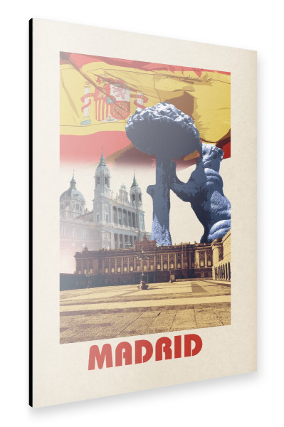 Alu-Dibond "Madrid retro-travel" 30x20 cm artboxONE