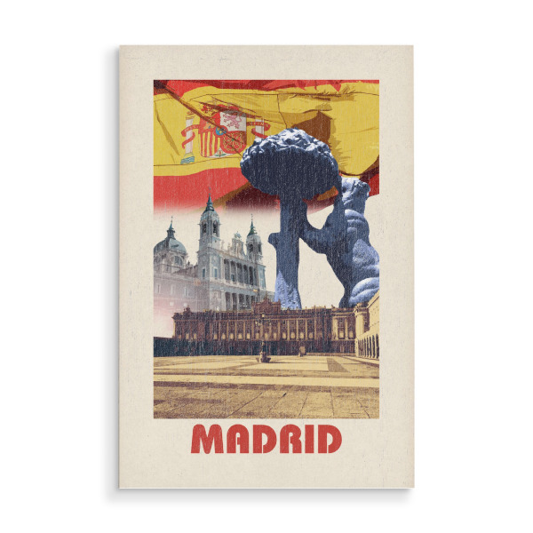 Holzbild "Madrid retro-travel" artboxONE - Städte,Reise,Architektur,Reise / Länder