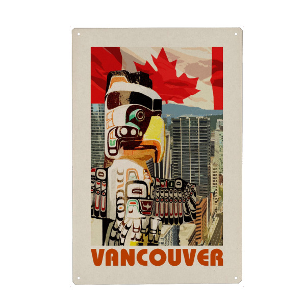 Holzbild "Vancouver retro-travel" artboxONE - Städte,Reise,Reise / Länder