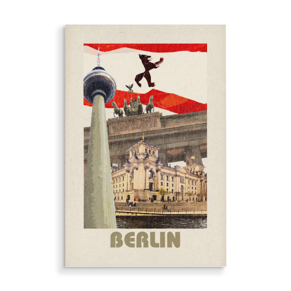 Holzbild "Berlin retro-travel" artboxONE - Städte / Berlin,Reise,Architektur,Reise / Länder