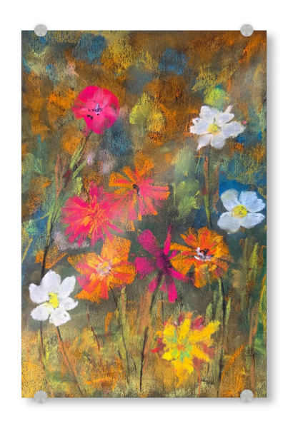 Acrylglasbild "Polish flowers soft pastel" artboxONE - Natur,Floral - Blume,Blumen,Botanisch,Wiese,Pastellmalerei,Sanftes pastell