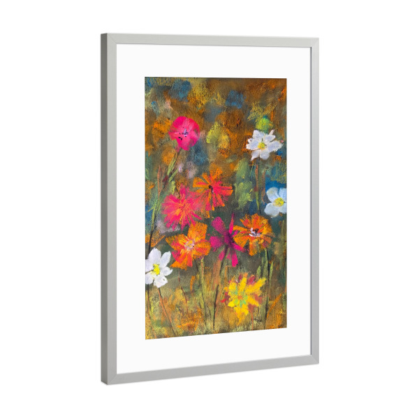 Poster mit Rahmen Silber "Polish flowers soft pastel" artboxONE - Natur,Floral - Blume,Blumen,Botanisch,Wiese,Pastellmalerei,Sanftes pastell