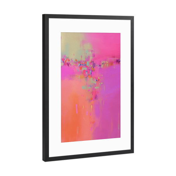 Poster mit Rahmen Schwarz (Metallic) "Farblicher Neon Impuls" artboxONE - Natur,Abstrakt,Streetart