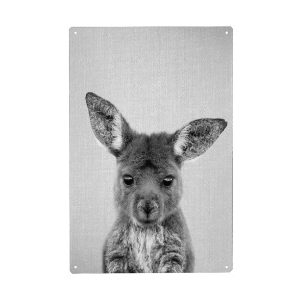 Holzbild "Baby-Känguru – Schwarz & Weiß" artboxONE - Für Kinder,Tiere,Für Mama,Für Papa