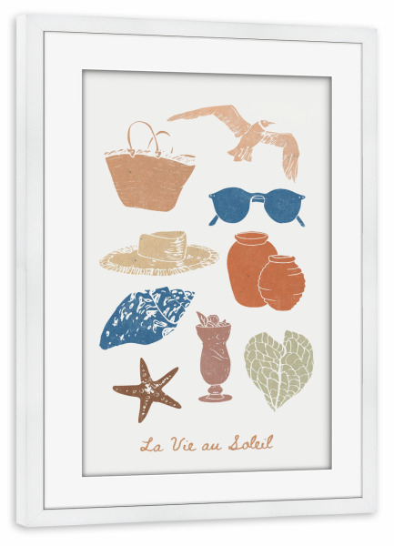 Poster mit Rahmen weiß "La Vie Au Soleil" artboxONE - Typografie,Reise,Für Mama