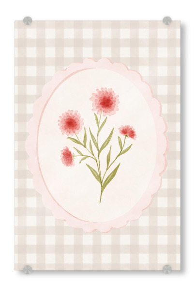 Acrylglasbild "Gerahmte Mütter" artboxONE - Natur,Floral - Blume,Wildblume,Botanisch,Minimal,Vintage,Cottagecore,Gingham,Grandmillennial