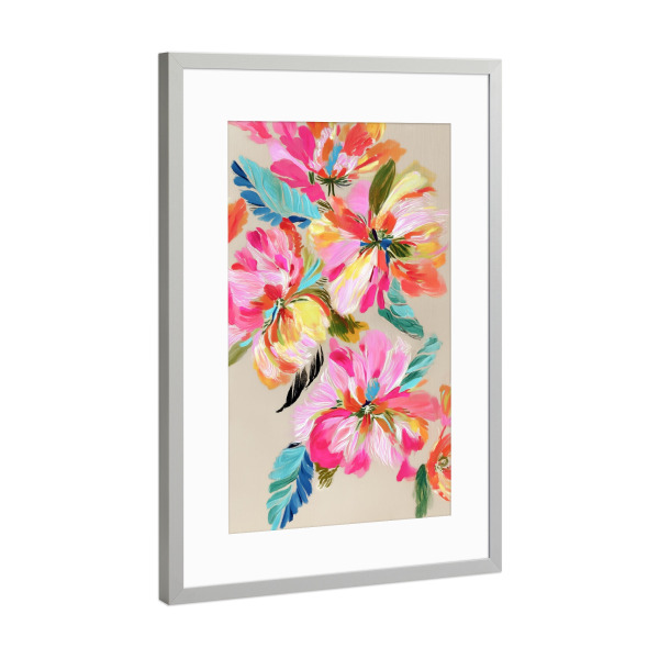 Poster mit Rahmen Silber "Frühlingsblüten Pink" artboxONE - Natur,Floral,Abstrakt