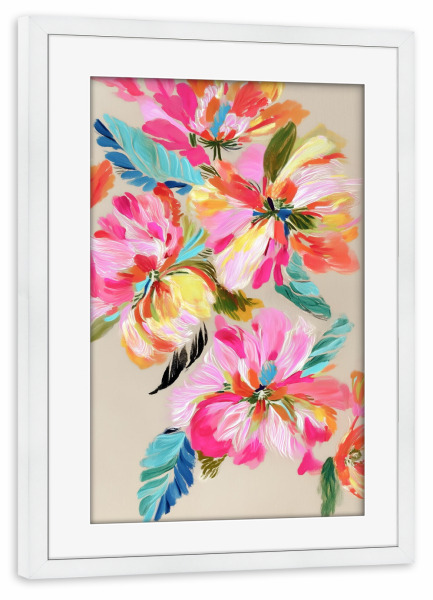 Poster mit Rahmen weiß "Frühlingsblüten Pink" artboxONE - Natur,Floral,Abstrakt