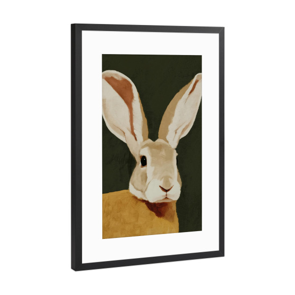 Poster mit Rahmen Schwarz (Metallic) "Kaninchen Porträt" artboxONE - Tiere