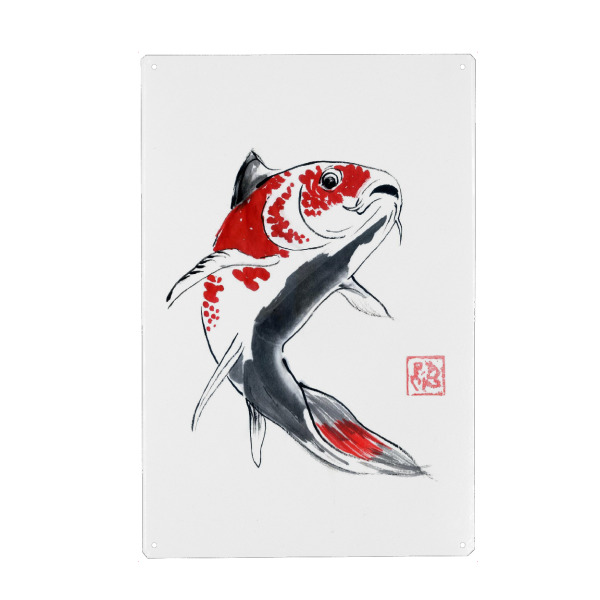 Holzbild "Red koi" artboxONE - Tiere,Unterwasser - Sumie,Japan,Koi,Carp,Fish,Red