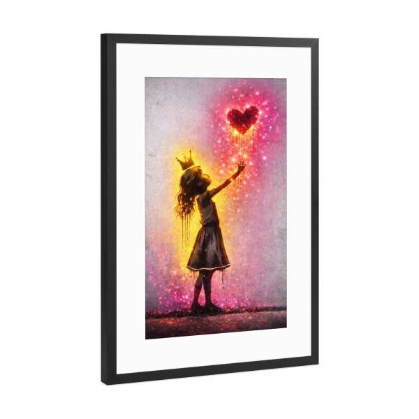 Poster mit Rahmen Schwarz (Metallic) "Königin der Herzen" artboxONE - Für Kinder,Menschen,Liebe,Streetart,Für Mama
