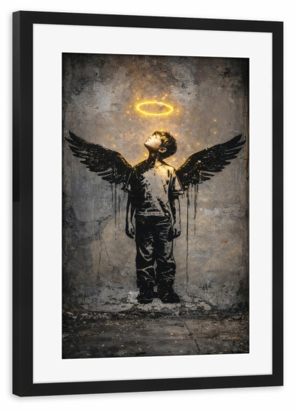 Poster mit Rahmen schwarz "Urban Angel" artboxONE - Menschen,Streetart