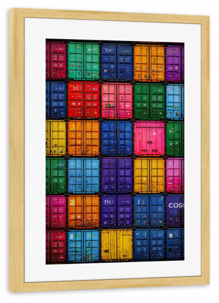 Poster mit Rahmen kiefer "Diversität" artboxONE - Menschen,Geometrie - Container,Farben,Geometrie,Urban art,Industrie,Muster,Modern,Pop art,Raster