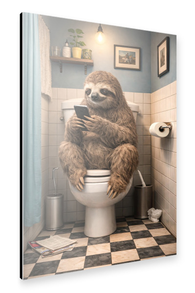 Alu-Dibond "Faultier auf der Toilette" 30x20 cm artboxONE