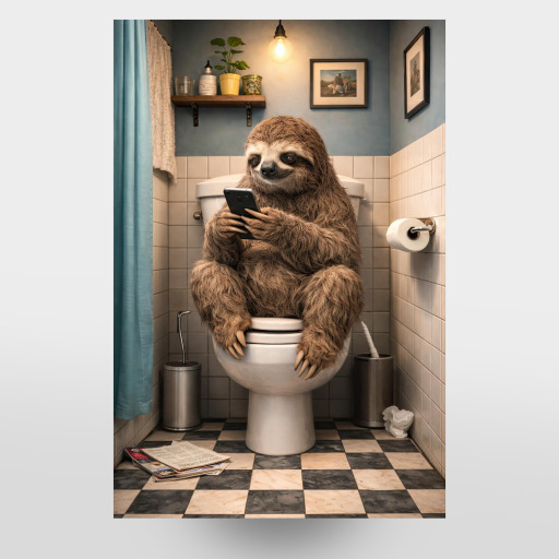 Faultier auf der Toilette