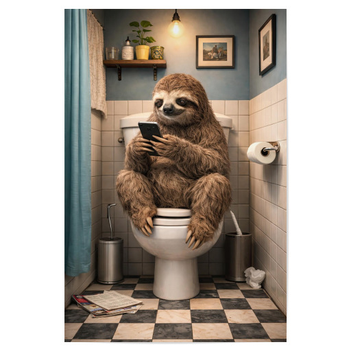 Faultier auf der Toilette