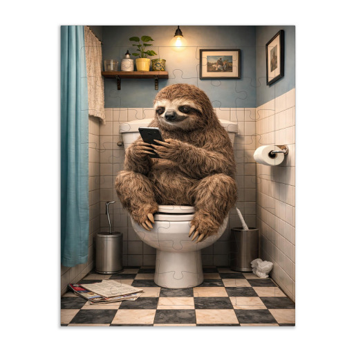 Faultier auf der Toilette
