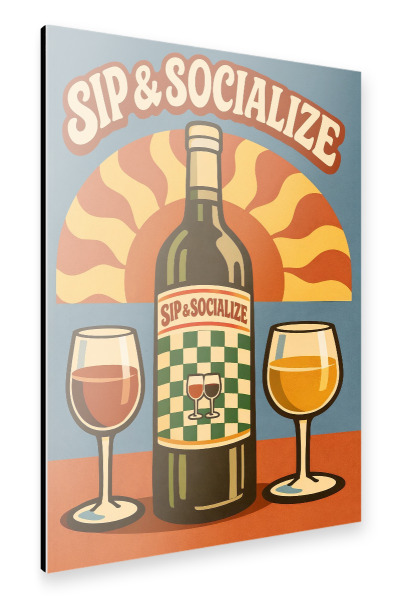 Alu-Dibond "Retro-Wein und Geselligkeit" 75x50 cm artboxONE