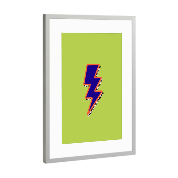 Poster mit Rahmen Silber "Leo Flash" artboxONE - Comic,Fiktion - Blitz,Comic,Leo muster,Leopardenmuster,Bunt,Farbenfroh