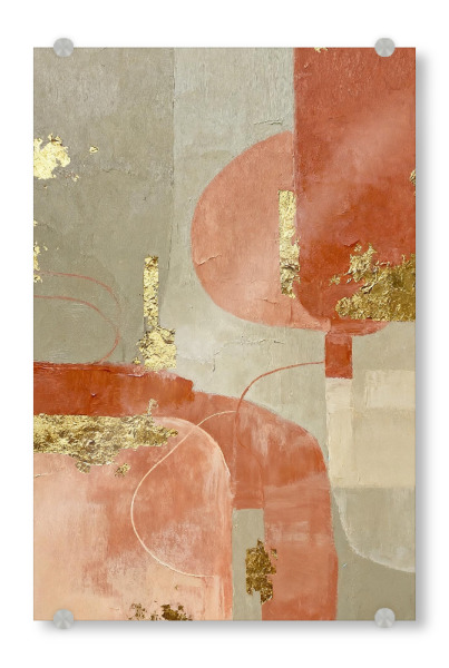 Acrylglasbild "Abstrakte Komposition B" artboxONE - Abstrakt,Geometrie - Abstrakt,Geometrisch,Gold,Rot,Eleganz,Formen,Folie,Minimalistisch,Modern