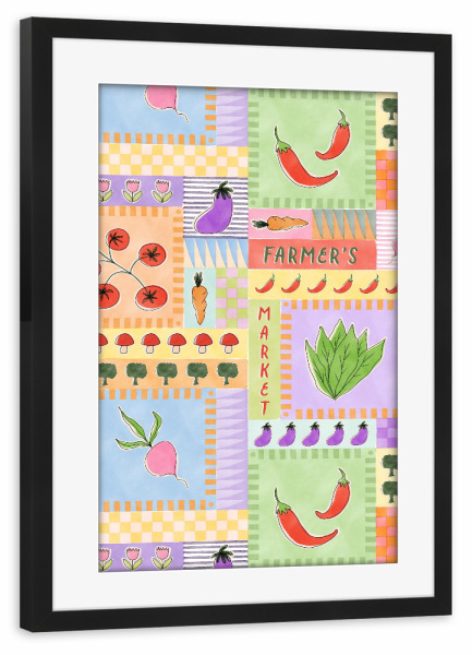 Poster mit Rahmen schwarz "Bauernmarkt-Gemüse" artboxONE - Essen & Trinken / Obst & Gemüse