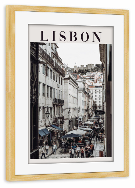 Poster mit Rahmen kiefer "Lissabon, Historisches flair" artboxONE - Typografie,Streetart,Reise / Länder