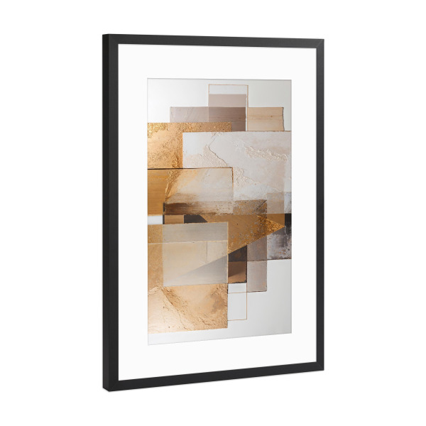 Poster mit Rahmen Schwarz (Metallic) "Geometrische metallische Collage" artboxONE - Abstrakt,Geometrie