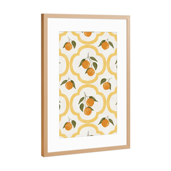 Poster mit Rahmen Kupfer "Mediterranes Orangen-Dekor" artboxONE - Essen & Trinken / Obst & Gemüse