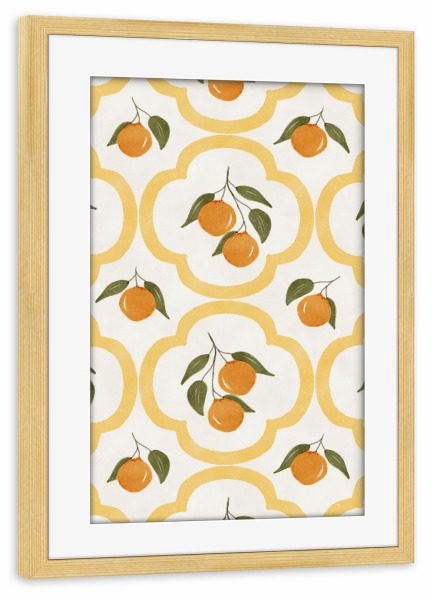 Poster mit Rahmen kiefer "Mediterranes Orangen-Dekor" artboxONE - Essen & Trinken / Obst & Gemüse
