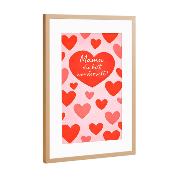 Poster mit Rahmen Kupfer "Mama ist wundervoll" artboxONE - Typografie,Liebe,Für Mama