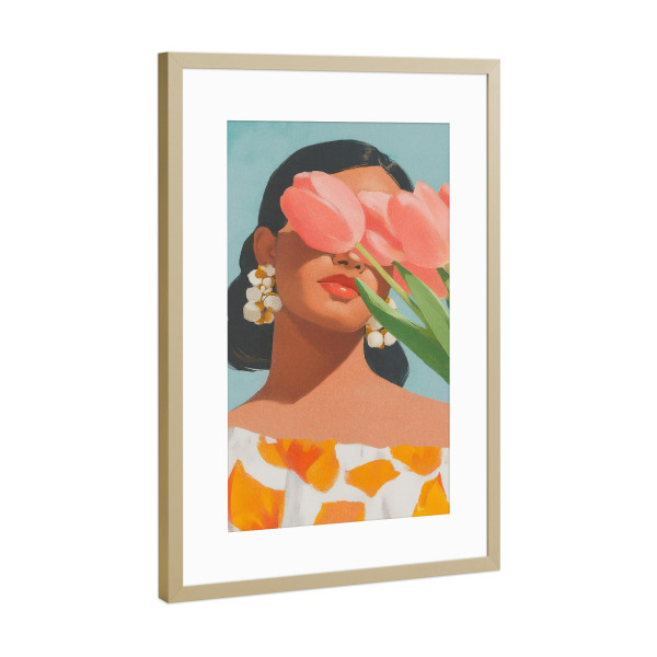 Poster mit Rahmen Gold "Sanfte Tulpen Träume" artboxONE - Natur,Floral,Fashion