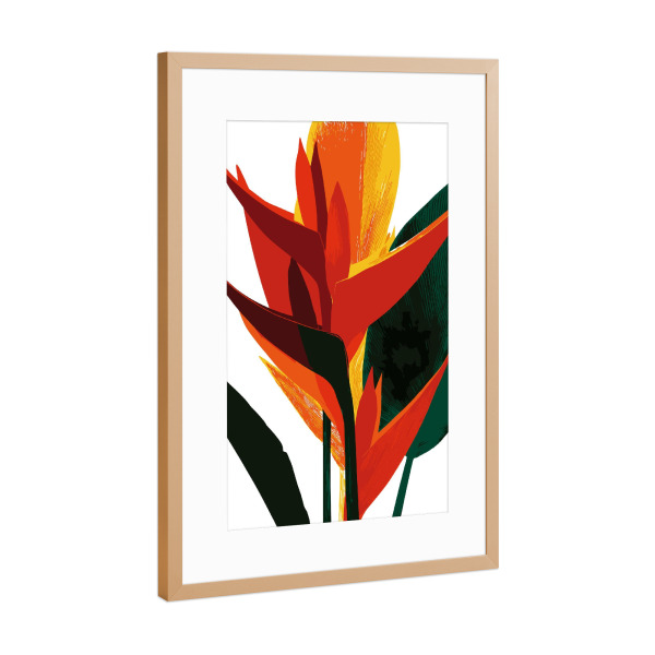 Poster mit Rahmen Kupfer "Golden Heliconia Abstract" artboxONE - Floral